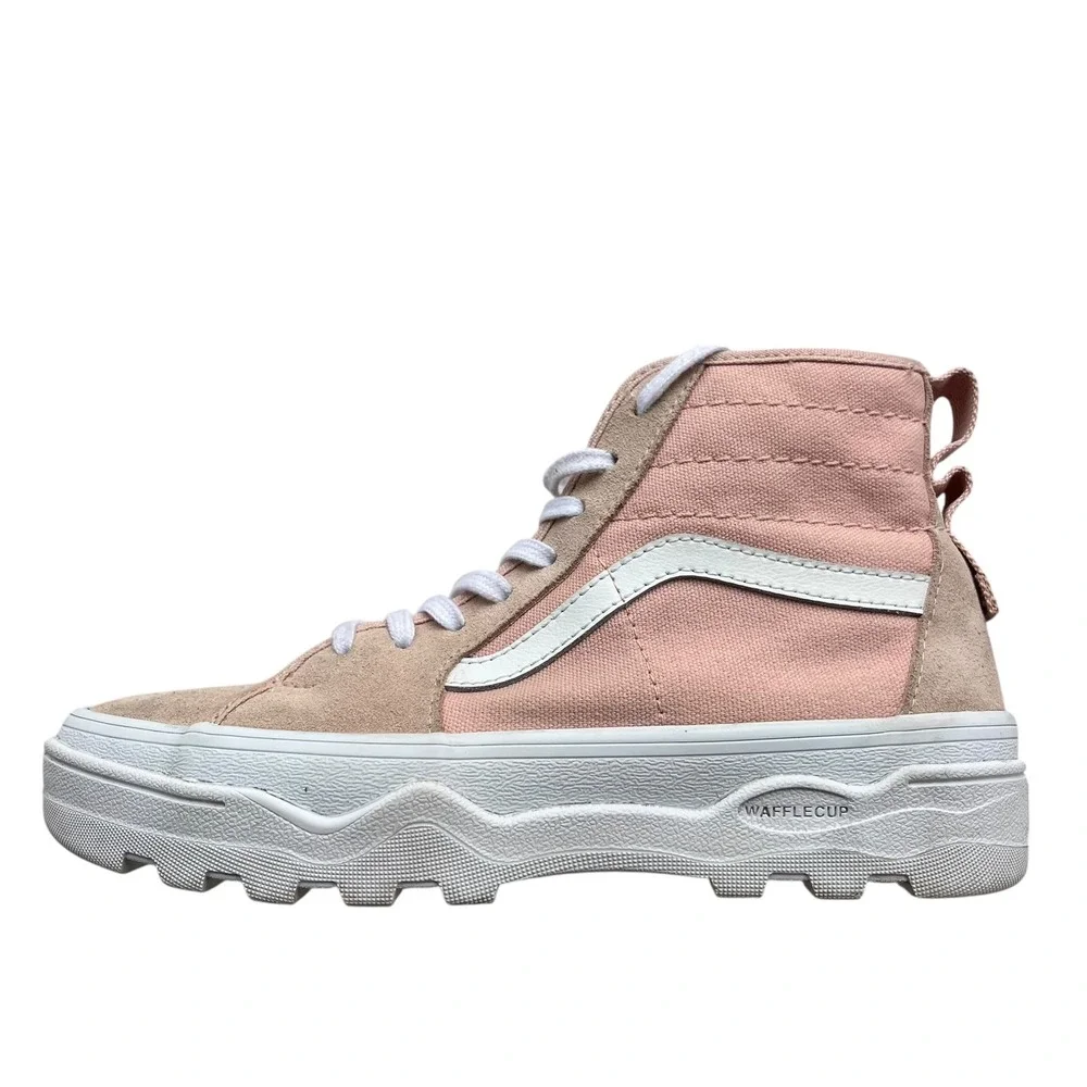 Vans Sentry Women 6.5 Pink Rose Suede Canvas Sk8 Hi Waffle Cup Platform Sneakers